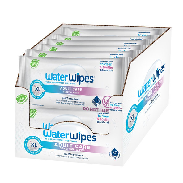 WATERWIPES Vlhčené ubrousky Adults bez obsahu plastů 12x30 ks