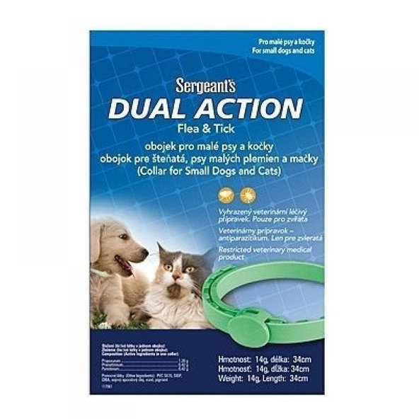 Sergeant's Dual Action obojek proti parazitům pro malé psy a kočky 34 cm