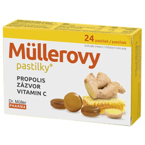Müllerovy pastilky propolis zázvor a vitamín C 24 ks