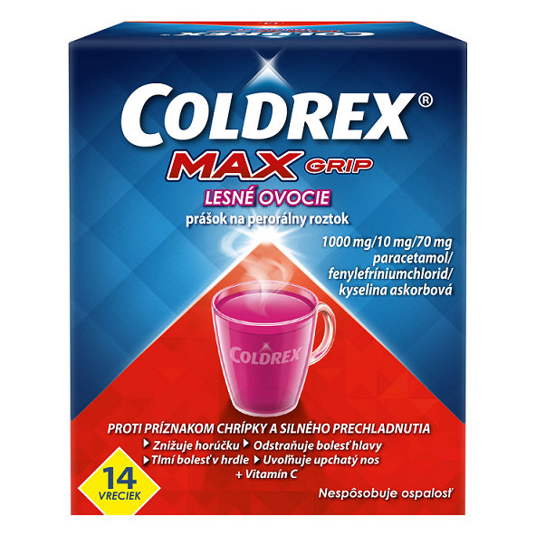 COLDREX MaxGrip Lesní ovoce horký nápoj proti chřipce a nachlazení 14 sáčků