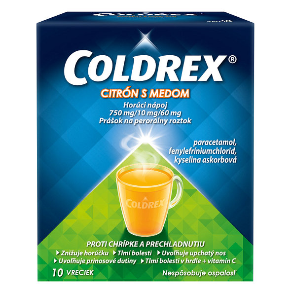 COLDREX horký nápoj citron s medem proti chřipce a nachlazení 10 sáčků