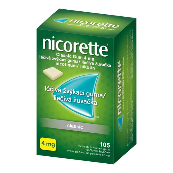 Nicorette Classic Gum 4 mg proti kouření 105 ks