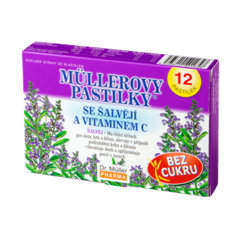 Müllerovy pastilky šalvěj a vitamín C bez cukru 12 ks