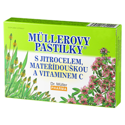 Müllerovy pastilky skorocel, mateřídouška + vitamín C 24 ks