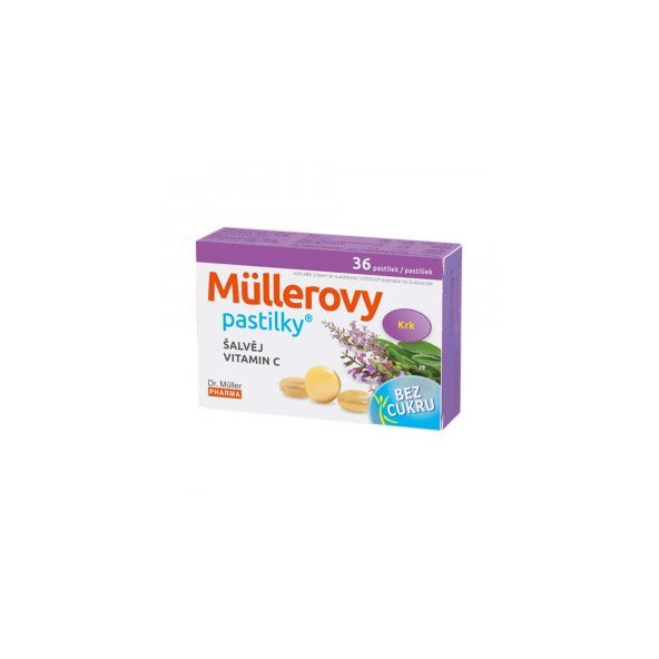 Müllerovy pastilky šalvěj a vitamín C bez cukru 36 ks