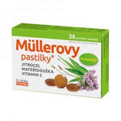 Müllerovy pastilky skorocel, mateřídouška + vitamín C 36 ks