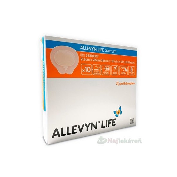 Allevyn Life Sacrum krytí na křížovou oblast 21,6 × 23 cm 10 ks