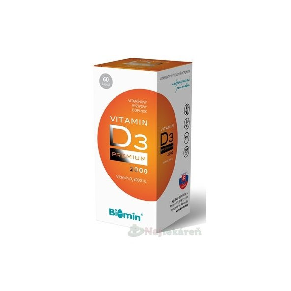 Biomin Vitamin D3 Premium 2000 IU 60 kapslí