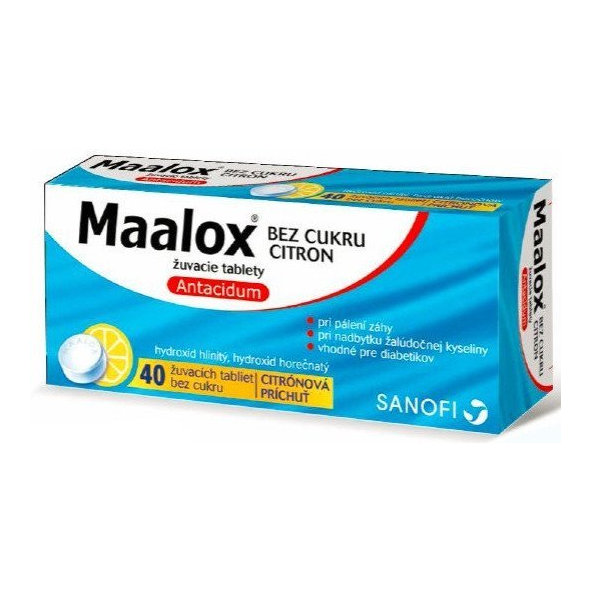 Maalox bez cukru s citronovou příchutí 40 žvýkacích tablet