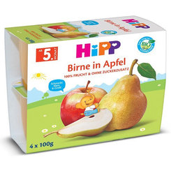 HiPP BIO příkrm 100% ovoce jablka a hrušky 4x100 g