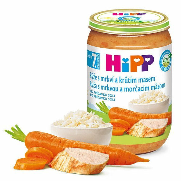 HiPP BIO příkrm rýže s mrkví a krůtím masem 220 g