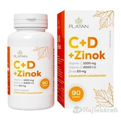 PLATAN Vitamin C + D + zinek 90 tablet