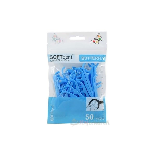 SOFTdent Butterfly dentální párátka s nití 50 ks