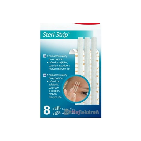 3M Spofaplast 801 Steri-Strip náplastové stehy 2 velikosti 8 ks