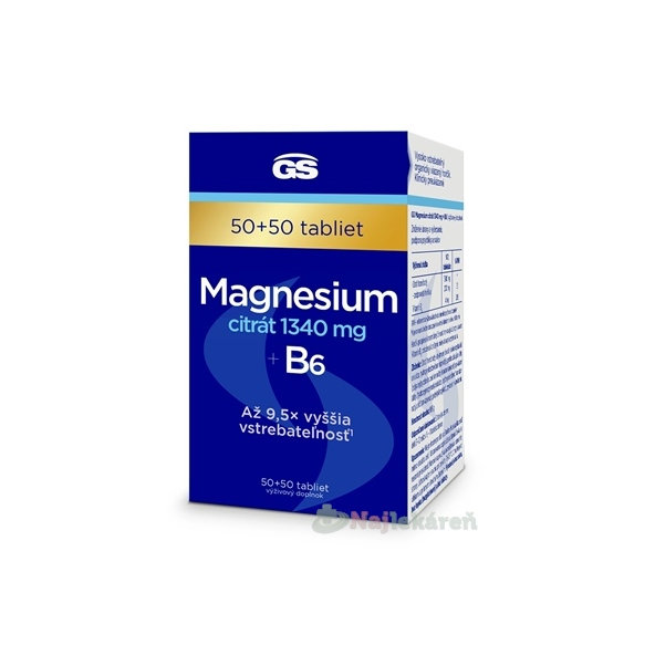GS Magnesium citrát 1340 mg s B6 50+50 tablet