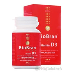 BioBran Plus vitamín D3 90 tablet