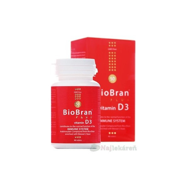 BioBran Plus vitamín D3 90 tablet