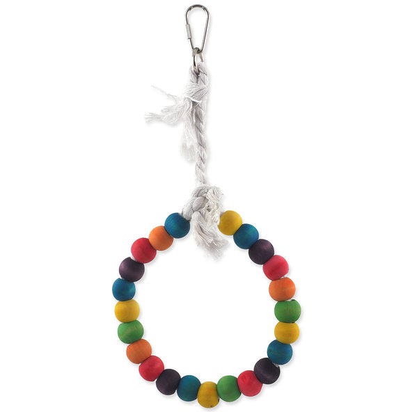 Bird Jewel dřevěná houpačka s lanem kruh barevná 15 cm
