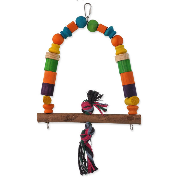 Bird Jewel dřevěná houpačka s uzlem barevná 32 cm