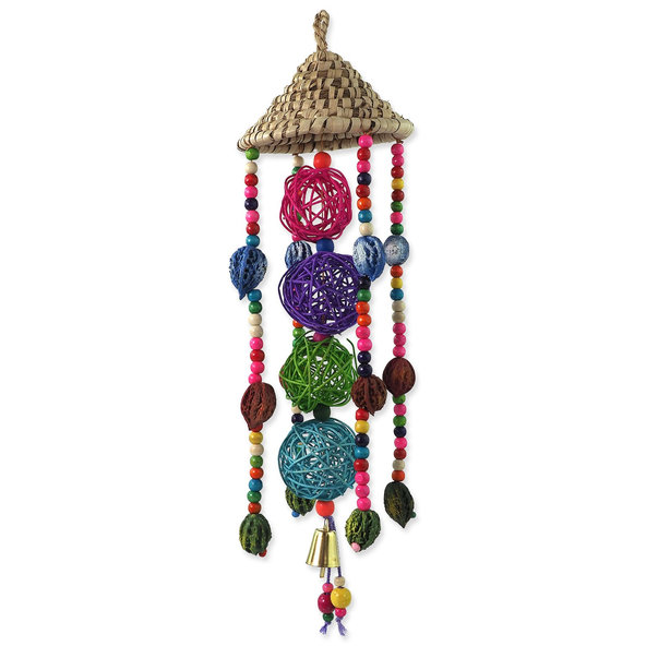 Bird Jewel závěsná hračka s provazy a dvířky barevná 50x14 cm