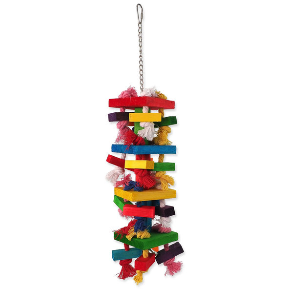 Bird Jewel závěsná hračka s provazy a dvířky barevná 54 cm
