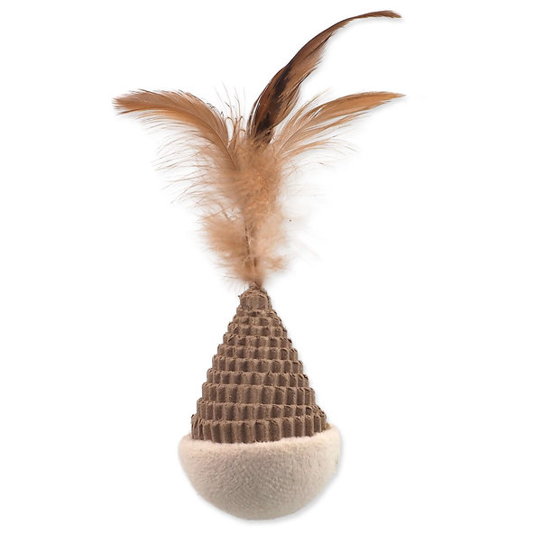 Magic Cat Natural Fun kužel s peřím karton/plyš bílý 6 cm