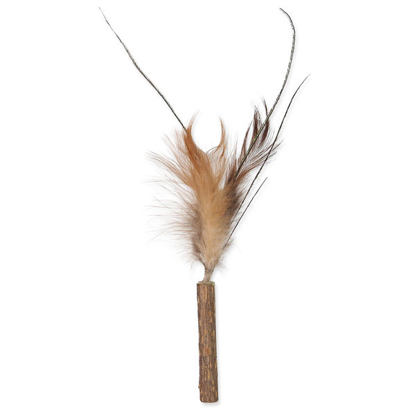 Magic Cat Natural Fun dřívko s přírodním peřím 6 cm