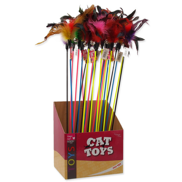 Magic Cat hůlka s peřím a rolničkou 17+49 cm 24 ks