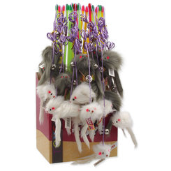 Magic Cat hračka prútik myška + rolnička + catnip 17+49 cm 24 ks