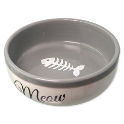 Magic Cat miska keramická bílá/šedá Meow 13,4x4 cm 170 ml