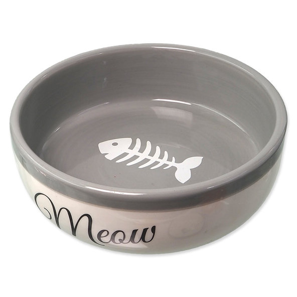 Magic Cat miska keramická bílá/šedá Meow 13,4x4 cm 170 ml