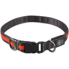 Dog Fantasy obojek USB LED nylonový svítící S-M oranžový 1,9x35-50 cm