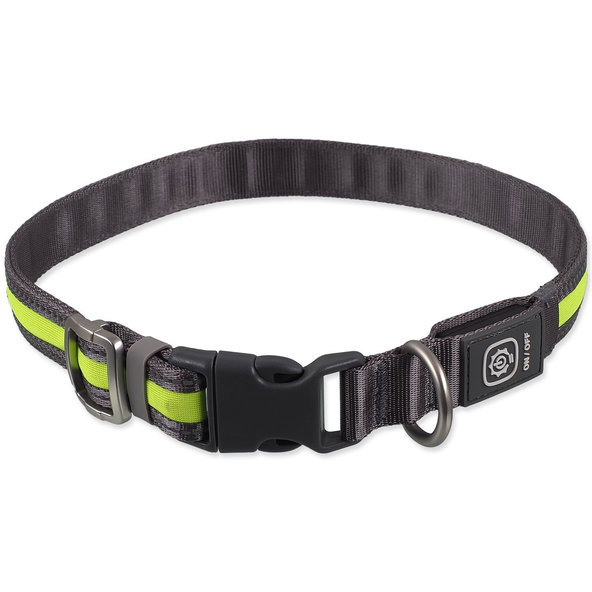 Dog Fantasy obojek USB LED nylonový svítící S-M zelený 1,9x35-50 cm