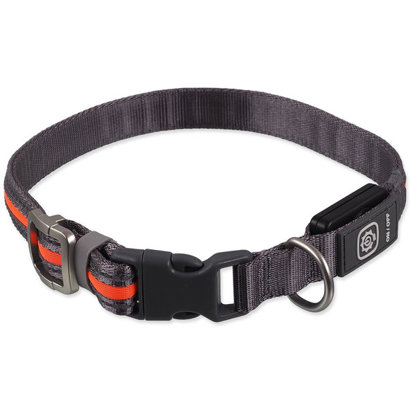 Dog Fantasy obojek USB LED nylonový svítící M-L oranžový 2,5x45-65 cm