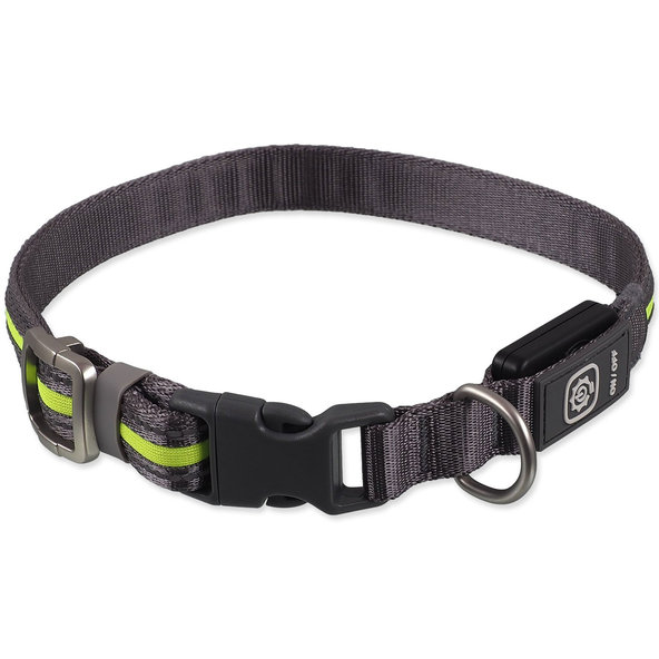 Dog Fantasy obojek USB LED nylonový svítící M-L zelený 2,5x45-65 cm