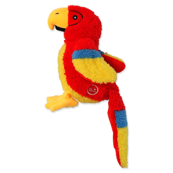 Dog Fantasy hračka Recycled Toy papoušek pískací šustící ocas 23 cm