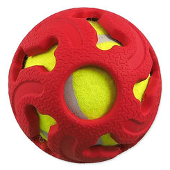 Dog Fantasy gumový míček s tenisákem červený 7,5 cm