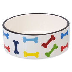 Dog Fantasy keramická miska barevné kosti bílá 15,5×6 cm 790 ml