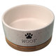 Dog Fantasy keramická miska WOOF s podtáckou bílá 13×5,5 cm 400 ml