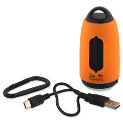 Dog Fantasy svítilna USB se sáčky na exkrementy oranžová