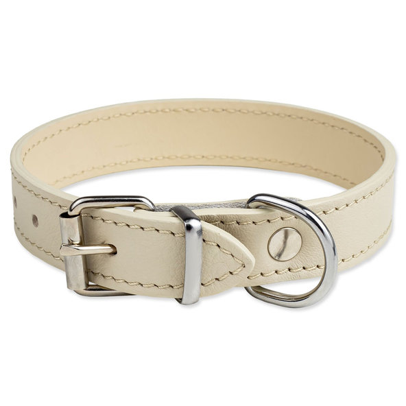 Dog Fantasy SETA Obojek pro psy kožený béžový 1,8×32 cm