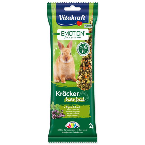 Vitakraft Emotion Kracker tyčinky pro králíky s bylinkami 2 ks