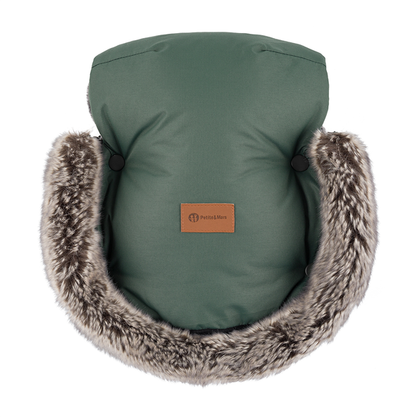 PETITE&MARS Rukavice na kočárek Furry Veritable Khaki
