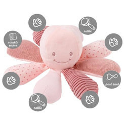NATTOU Hračka chobotnice edukační 8 aktivit Lapidou pink