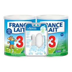 France Lait 3 Duo + Dr.Brown’s prstový zubní kartáček s pouzdrem