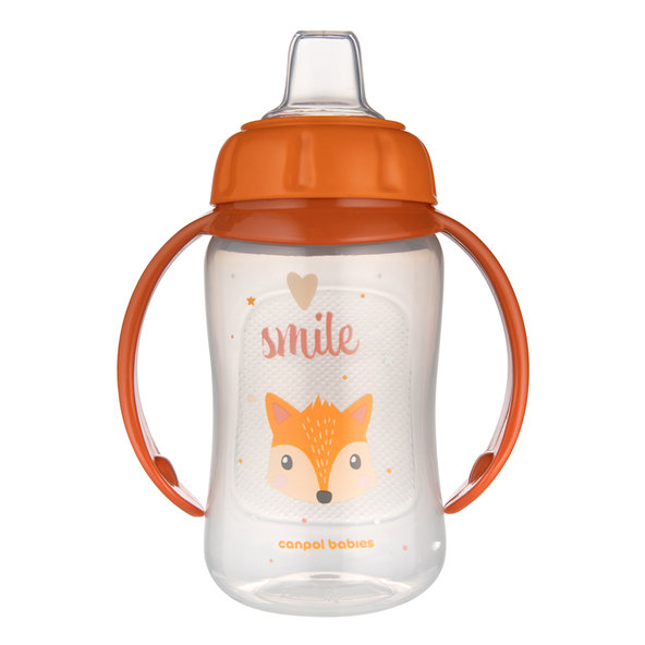 Canpol Babies Cute Animals Tréninkový hrneček oranžový 6 m+ 320 ml