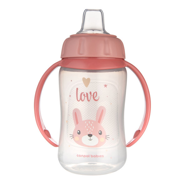 Canpol Babies Cute Animals Tréninkový hrneček růžový 6 m+ 320 ml