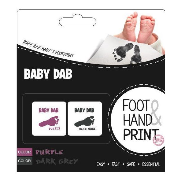 Baby Dab barva na dětské otisky fialová a šedá 2 ks