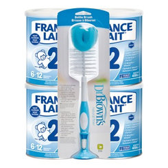 France Lait 2 4×400 g + Dr.Brown’s sada kartáčků na láhve MIX