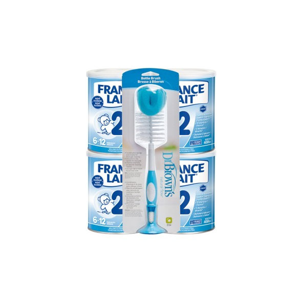 France Lait 2 4×400 g + Dr.Brown’s sada kartáčků na láhve MIX